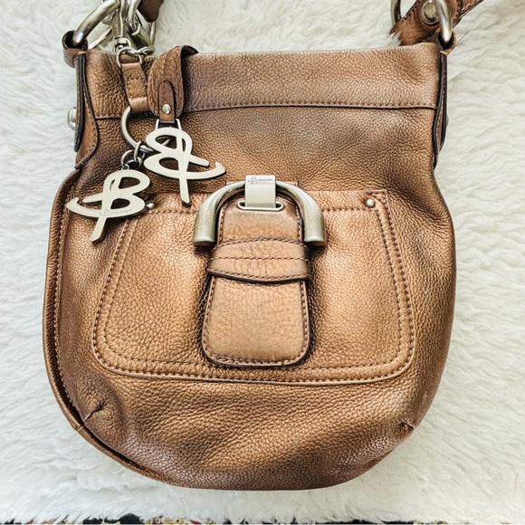 B. Makowsky Metallic Brown Genuine Leather Small Shoulder/Crossbody Bag 10”x9” - Picture 4 of 16